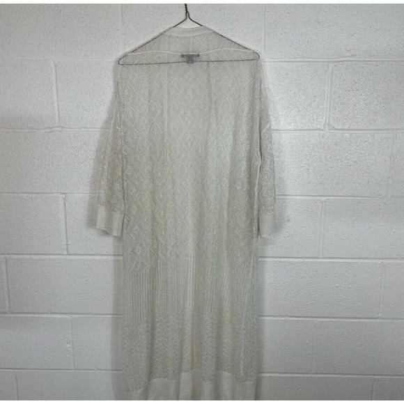 Timeless by Naeem Khan Women Crochet Knit Spiderweb Ivory Cardigan Sz L - Picture 8 of 9